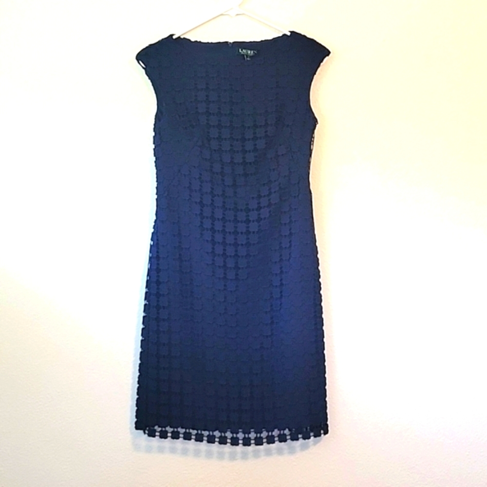 Vintage Lauren R L Navy Lace Dress